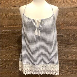 Navy Blue and White Striped Tank Top